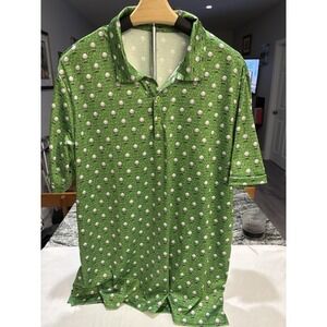 Caddy Cart "Tee'd Up" Men's Large Golf Polo Stretch SPF 50 Golf Tee Pattern